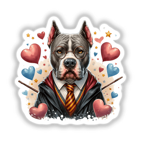 Harry Pitbull Watercolor Wizard Dog