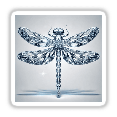 Diamond Dragonfly: An intricately designed dragonfly made of diamonds, available as stickers or digital artwork.