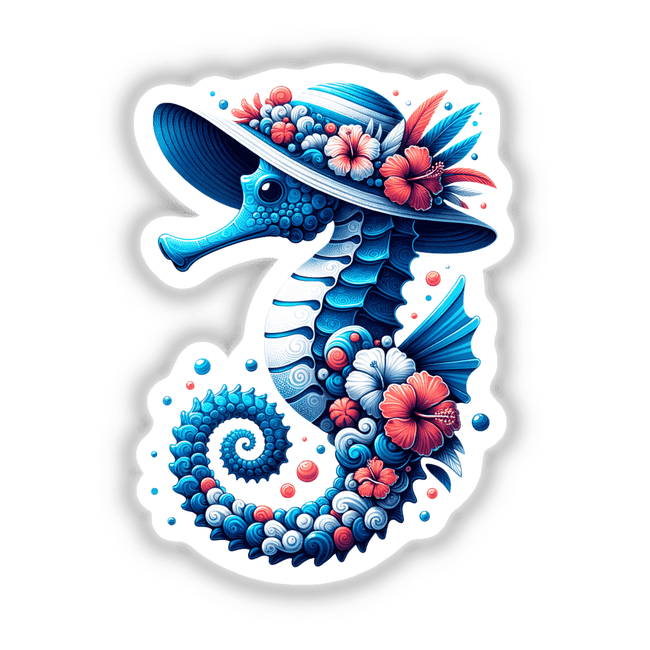 Seahorse in Summer Beach Hibiscus Hat
