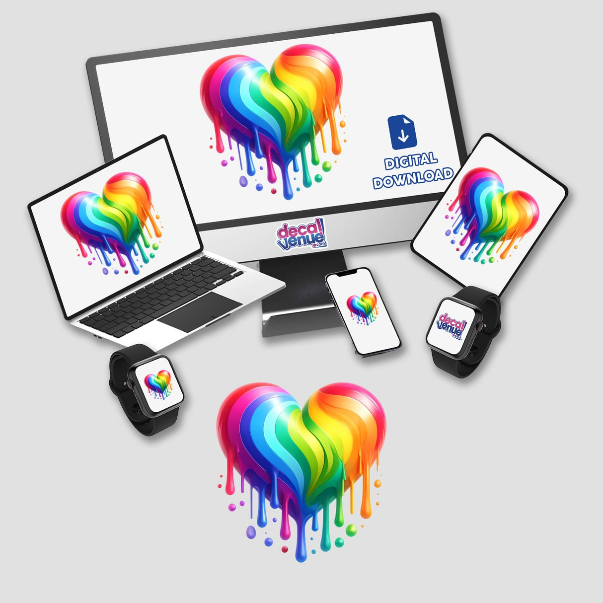 Rainbow Heart Drip Pride