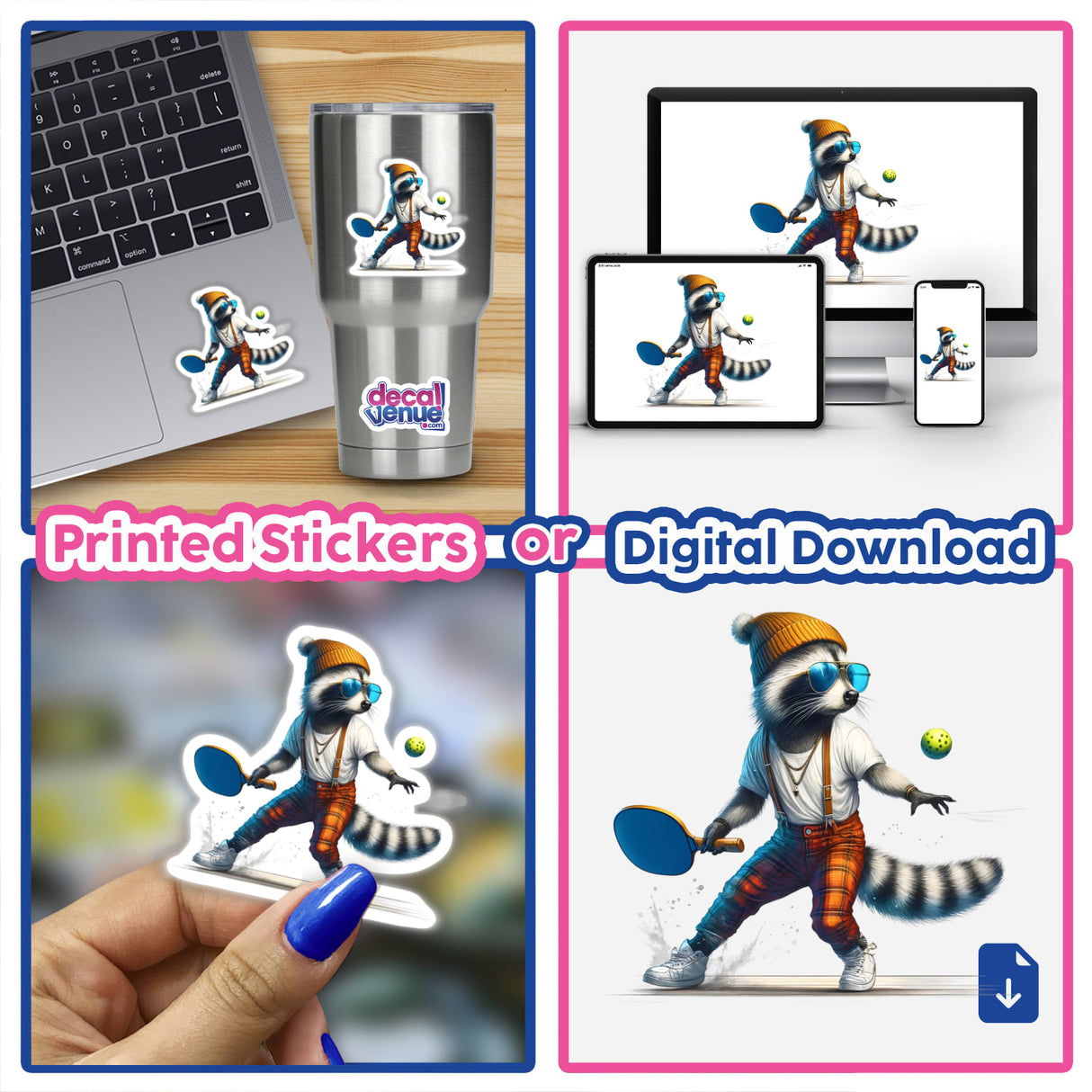 Trendy Raccoon Playing Pickleball