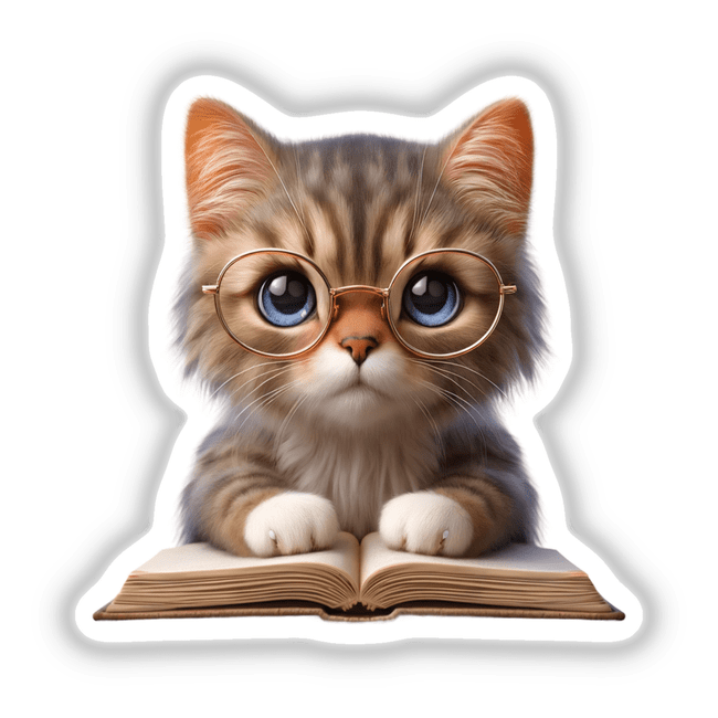 Cat With Reading Glasses Book