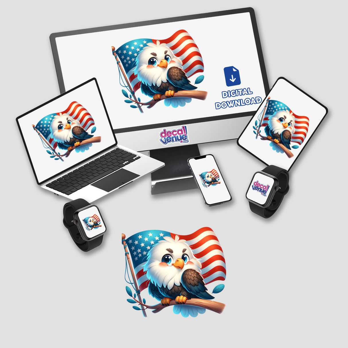 Cute Eagle American Flag