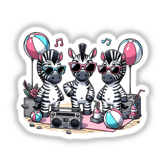 Zebra Beach Party Sunglasses Boombox