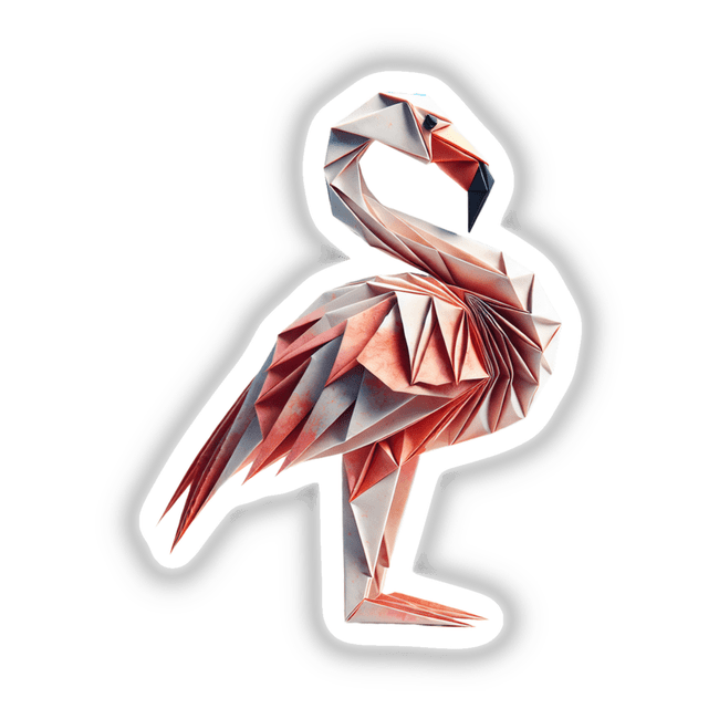 Origami Flamingo - a detailed paper flamingo design, perfect for stickers or digital download, ideal for card making, DIY crafts, and home decor projects.