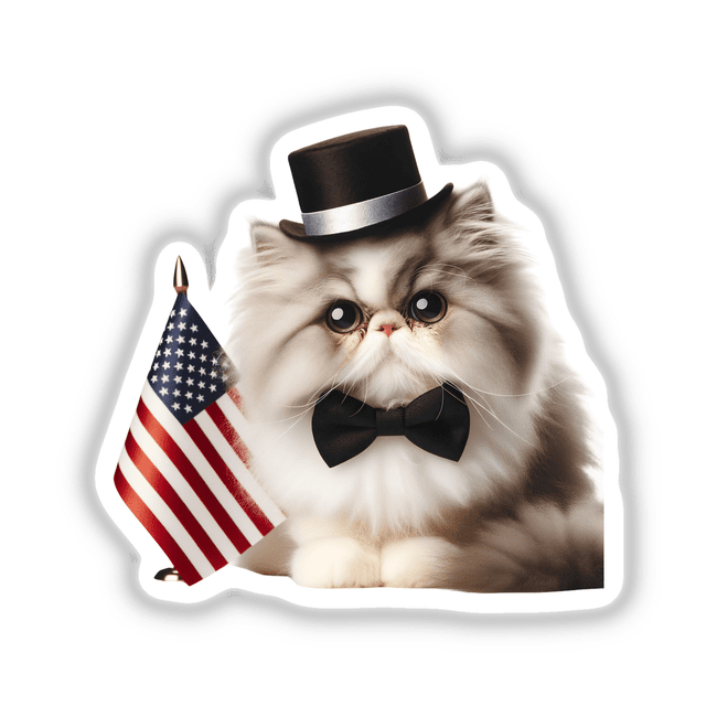 Patriotic Persian Cat American Flag