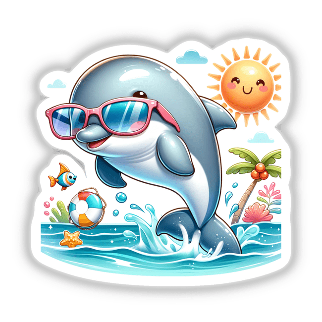 Dolphin Wearing Sunglasses Leaping out of Water