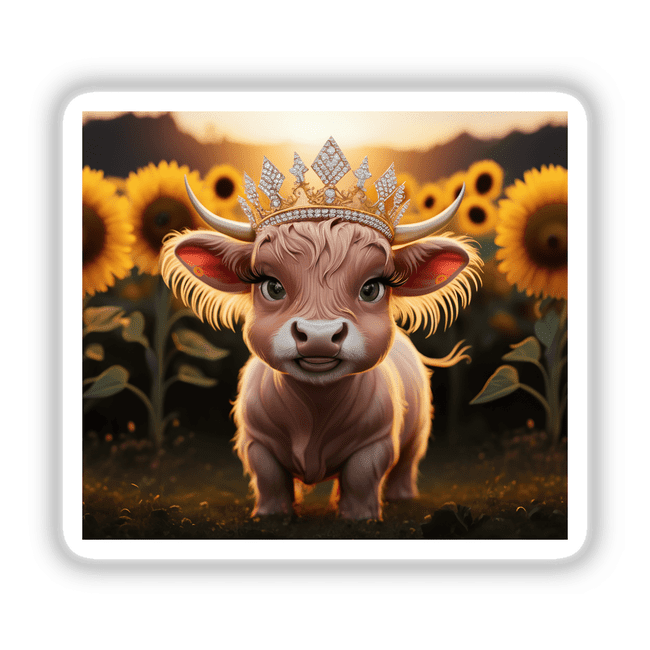 Baby Highland Cow Crown Sunflowers