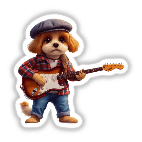 Hipster Dog Playing Guitar