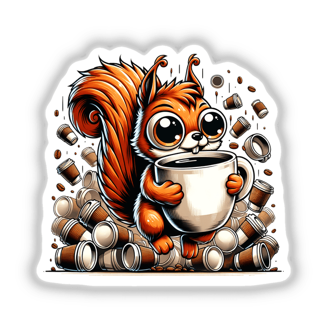 Overcaffeinated Squirrel with Coffee