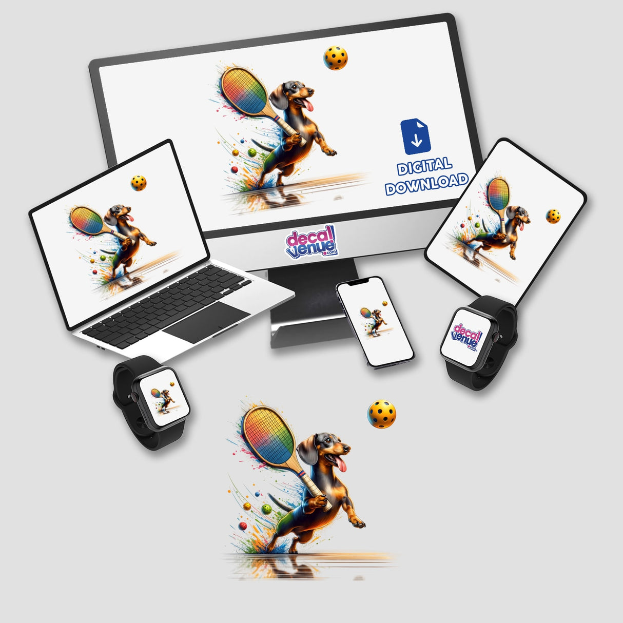 Dachshund Dog Playing Pickleball