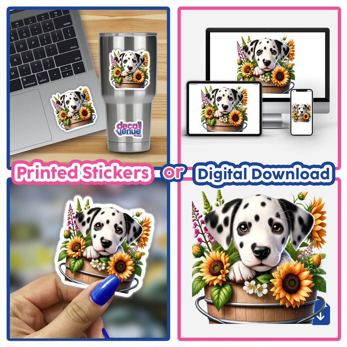 Dalmatian Dog Peeking Out of Flower Pot