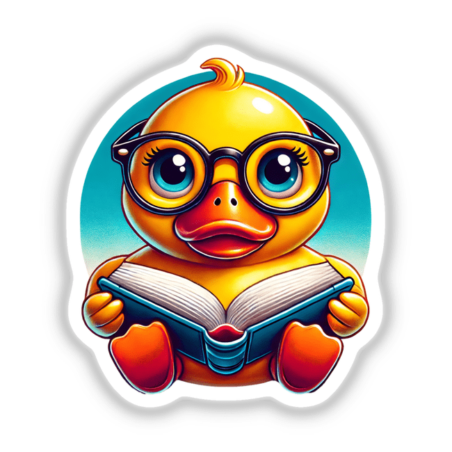 Rubber Duck With Reading Glasses Open Book