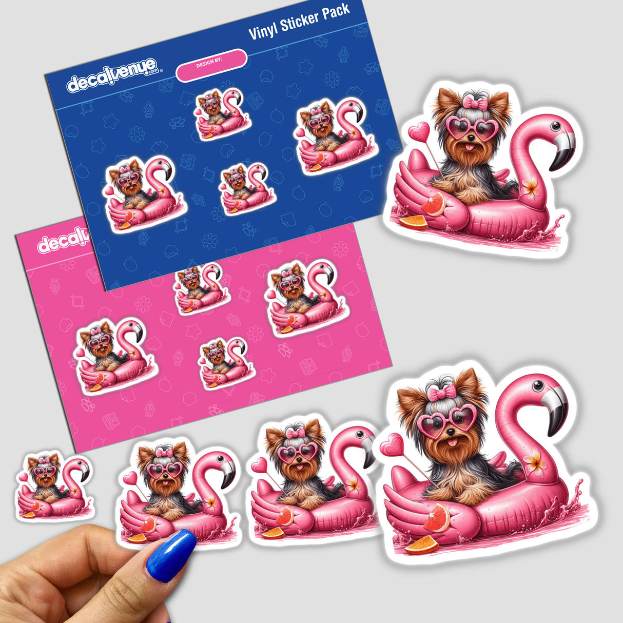 Summertime Yorkie Dog on Flamingo Float