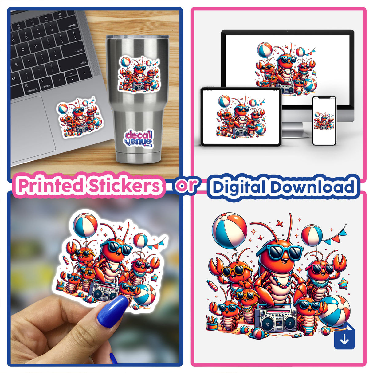 Lobster Beach Party Sunglasses Boombox