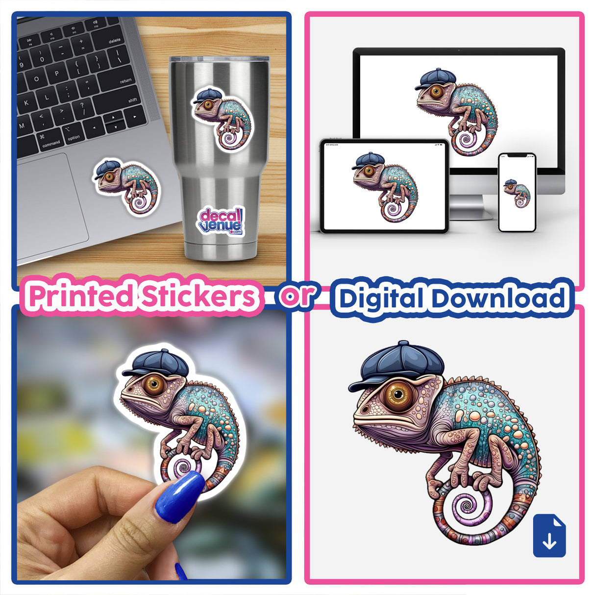 a picture of a sticker of a chamelon