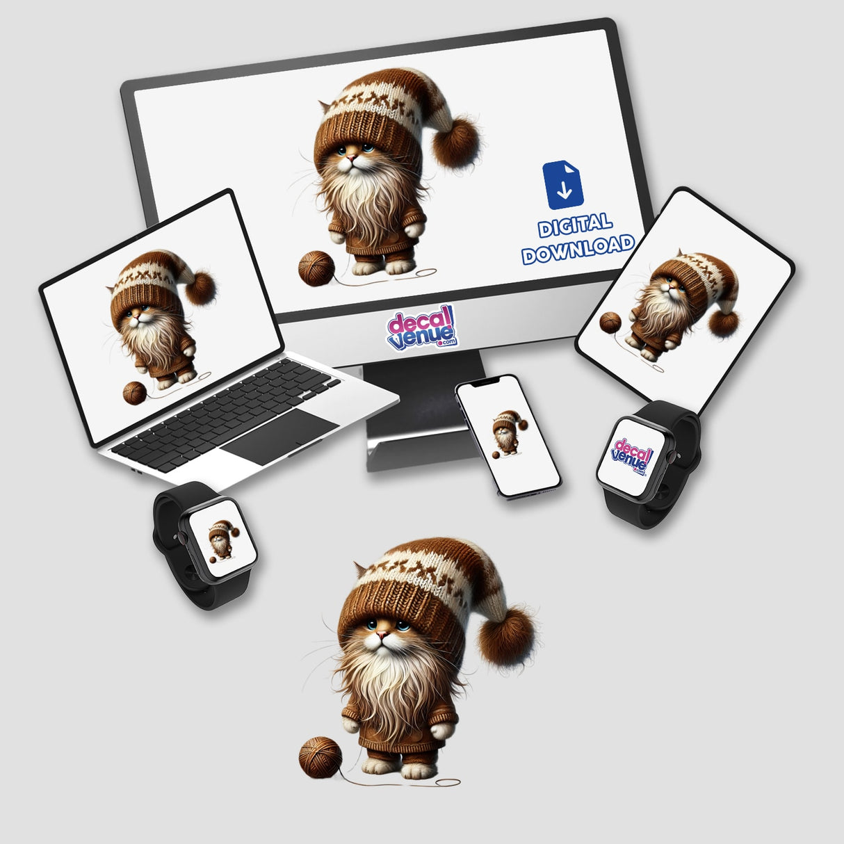 Norwegian Forest Cat Gnome with Ball of Yarn