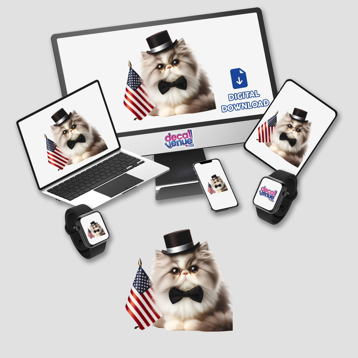 Patriotic Persian Cat American Flag