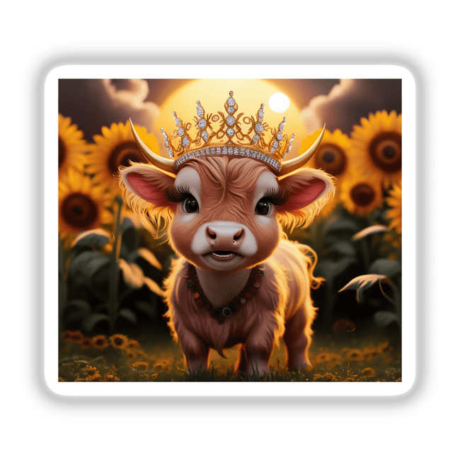 Baby Highland Cow Crown Sunflowers