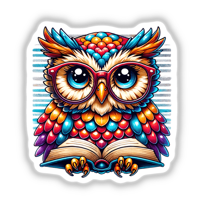 Owl With Reading Glasses Open Book