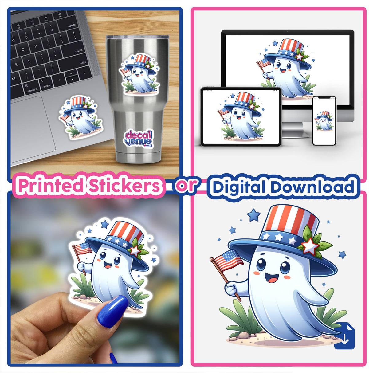 Patriotic Ghost Holding American Flag