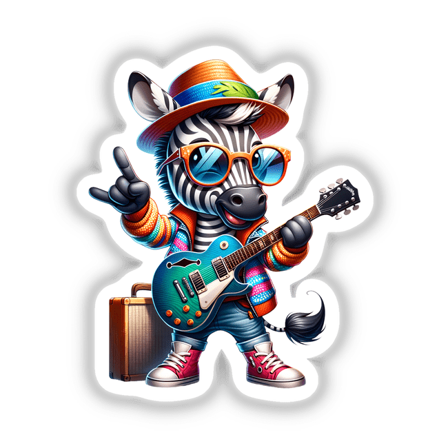 Stylish Zebra Rockstar Playing Guitar