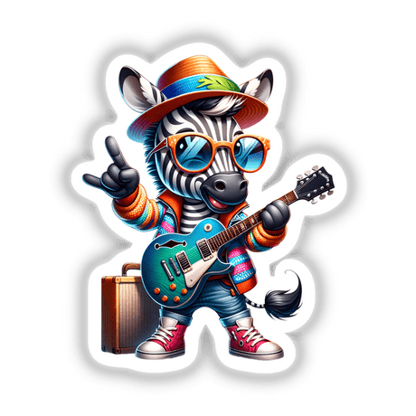 Stylish Zebra Rockstar Playing Guitar