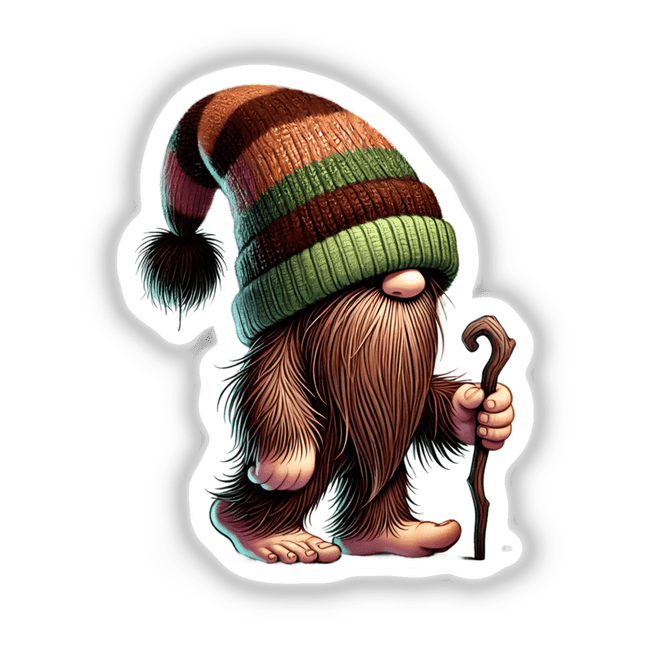 Bigfoot Gnome with Walking Stick
