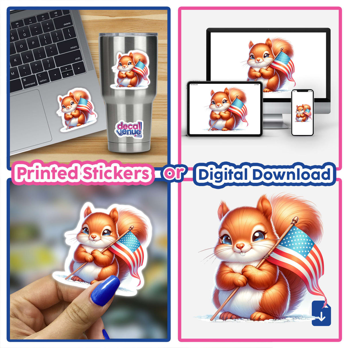 Squirrel Holding American Flag