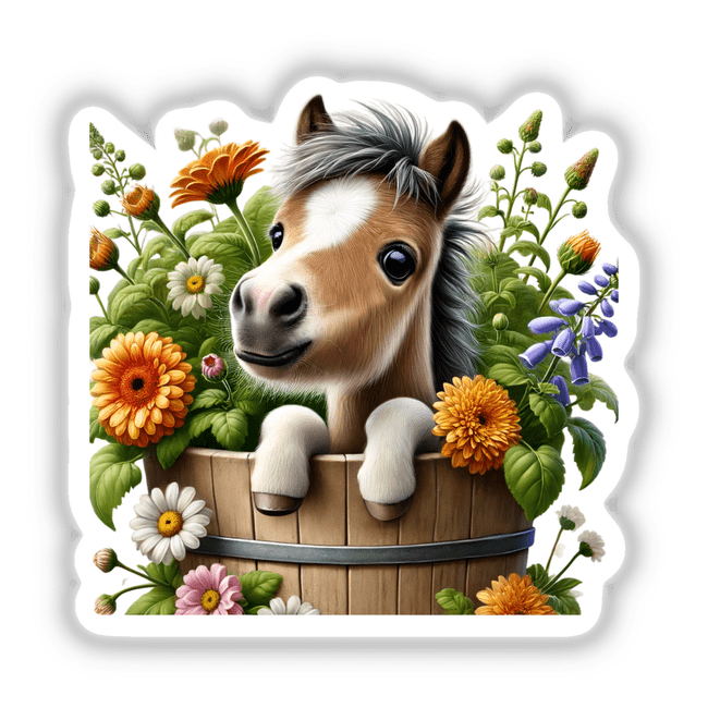 Horse Peeking Out of Flower Pot