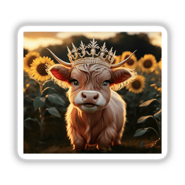 Baby Highland Cow Crown Sunflowers