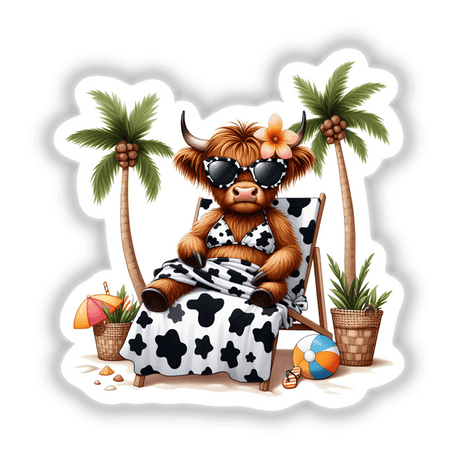 Highland Cow in Cow Print Bikini