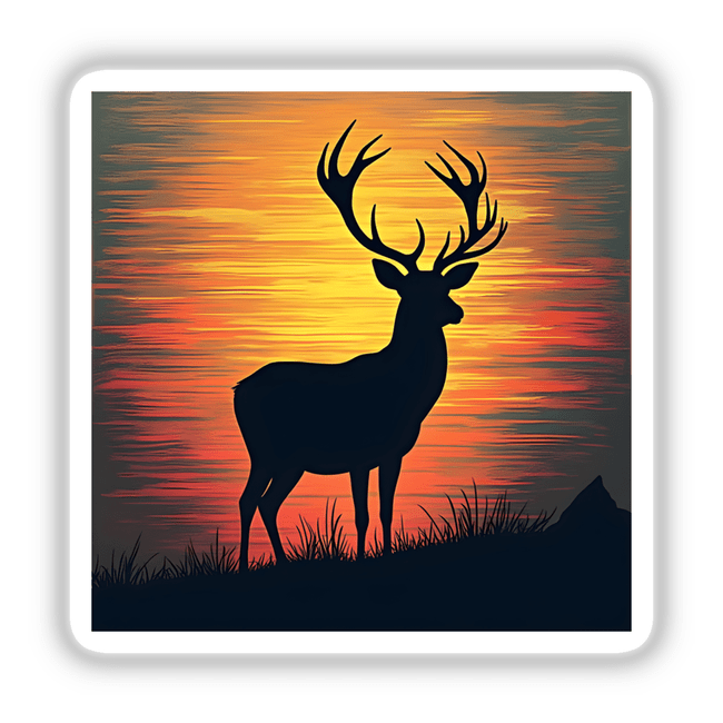 Deer Silhouette with Bold Horizontal Stripes featuring a striking silhouette of a deer with prominent antlers, available as stickers or digital artwork from Decal Venue.