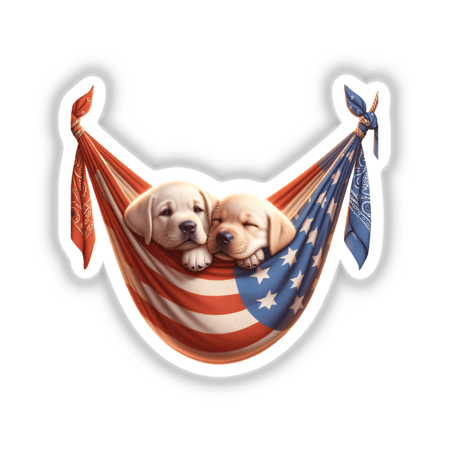 Labrador Retriever Dogs in American Flag Bandana Hammock