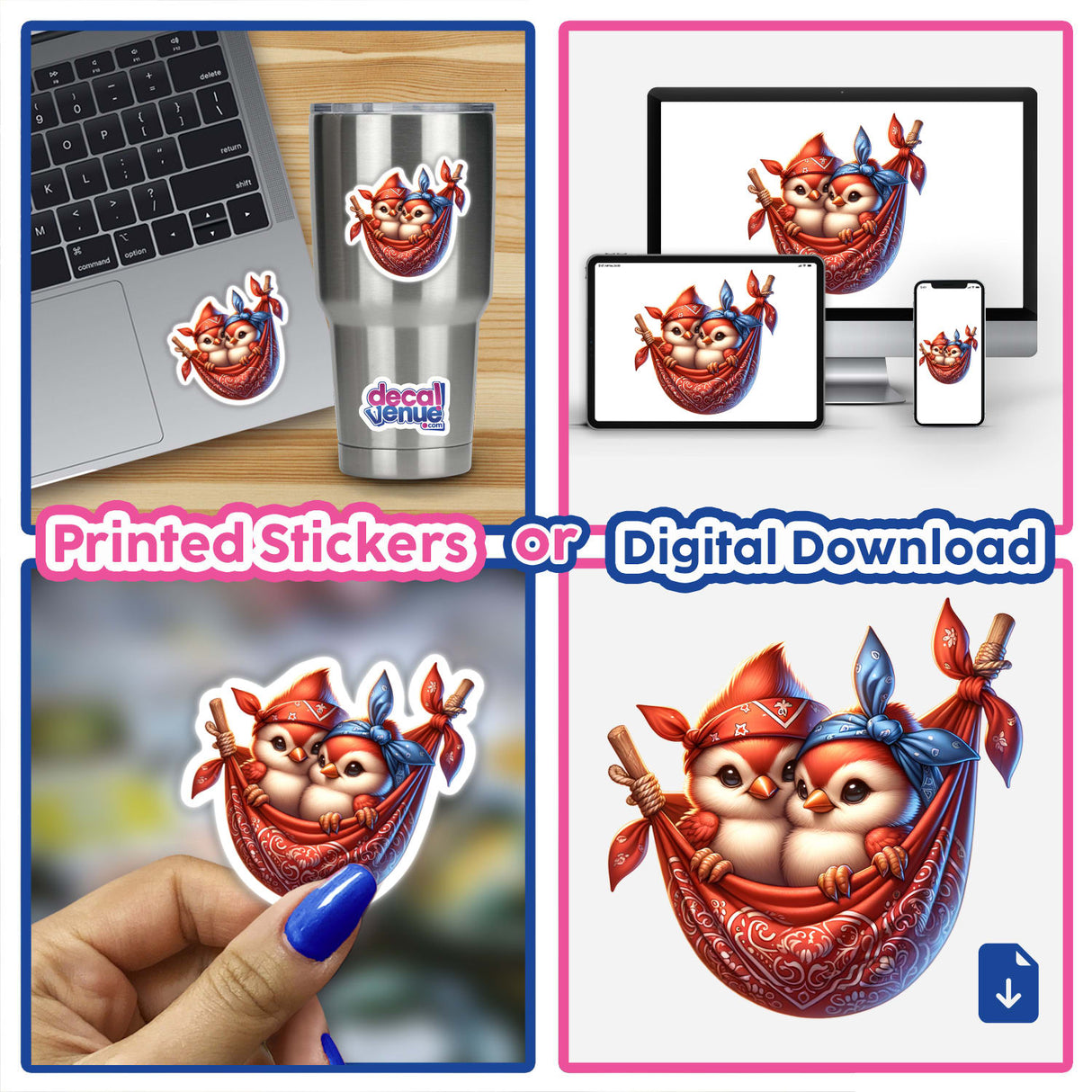 Cute Cardinal Birds in Bandana Hammock