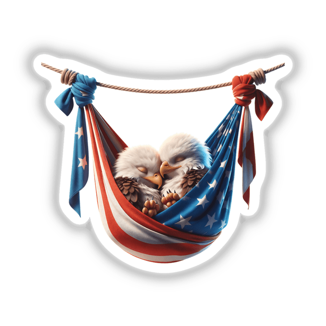 Cute Bald Eagles in USA Flag Bandana Hammock