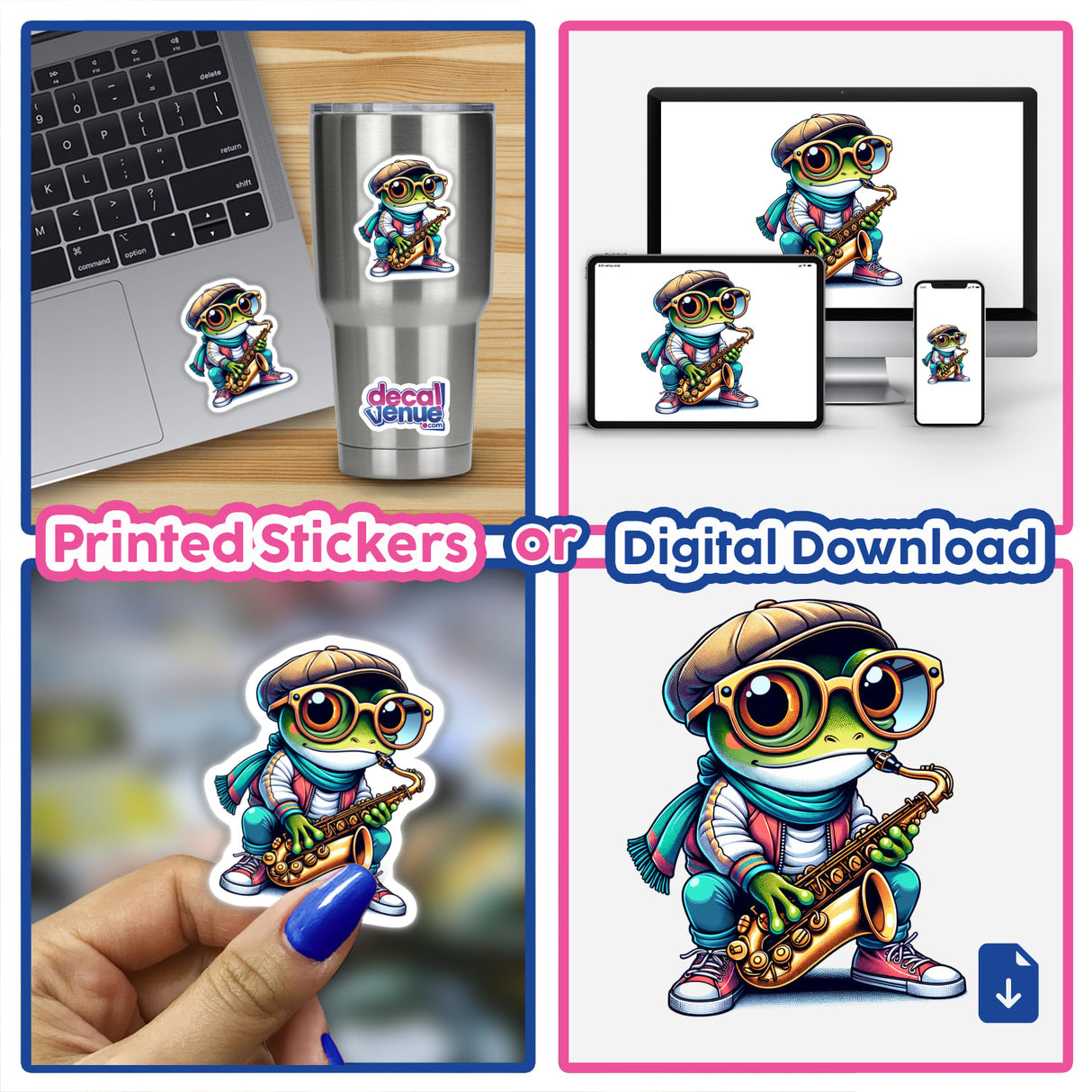 Hipster Frog Jazzing it Up with Saxophone