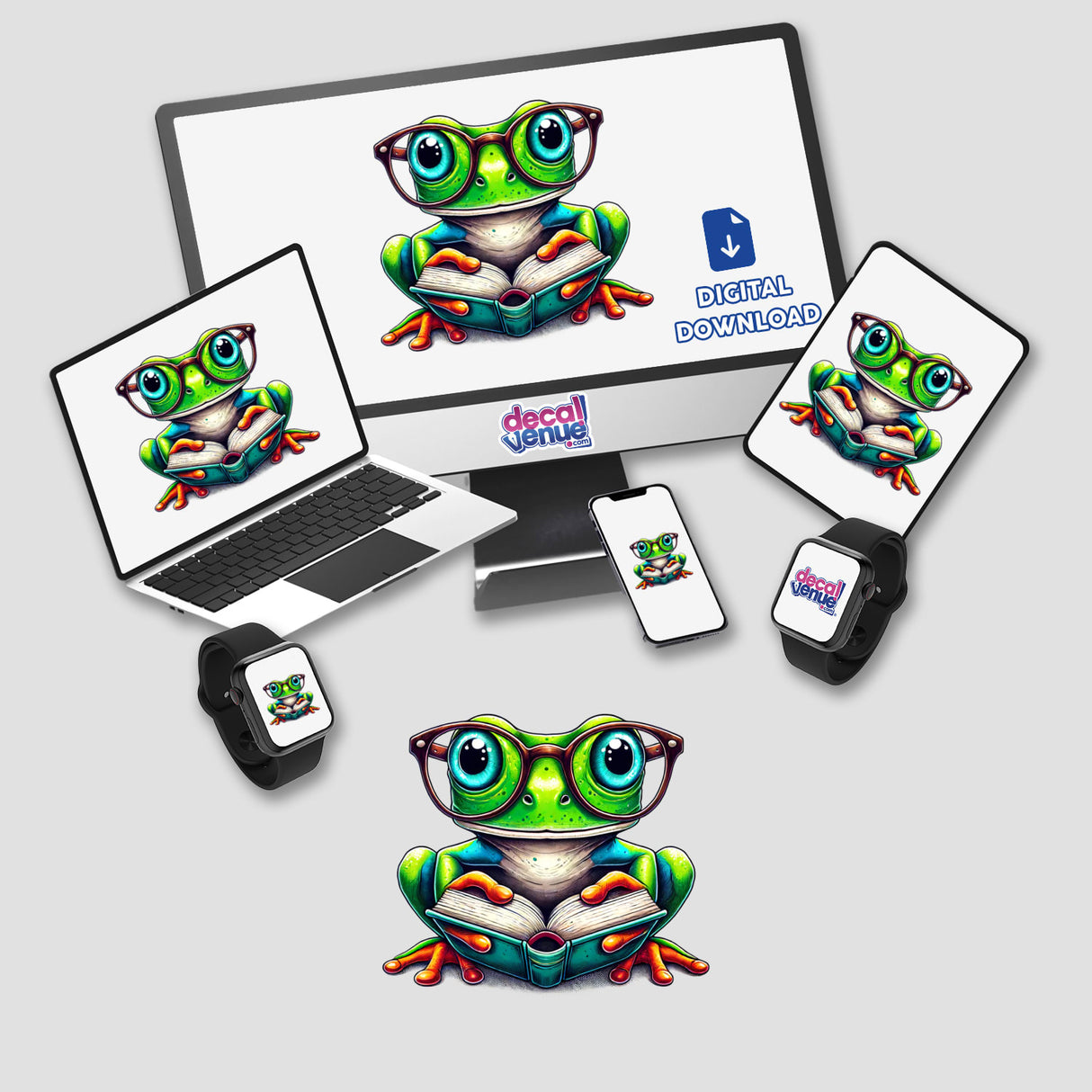 Frog With Reading Glasses Open Book