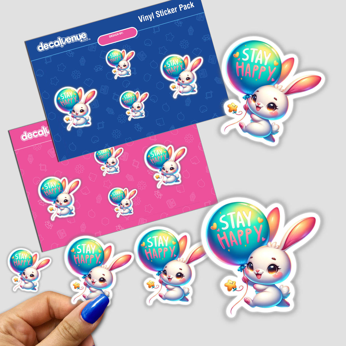 Cute Bunny Stay Happy Balloon Positive Message
