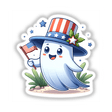 Patriotic Ghost Holding American Flag