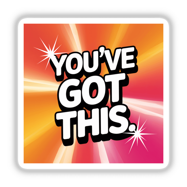 You’ve got this motivational design featuring bold white text on a colorful square, accented with a white star. Available as stickers or digital artwork from Decal Venue.