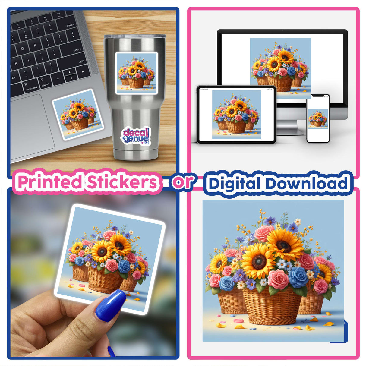 Vibrant Sunflower and Rose Floral Baskets