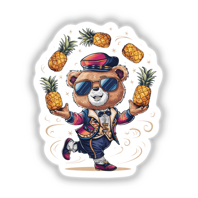 Bear juggling pineapples