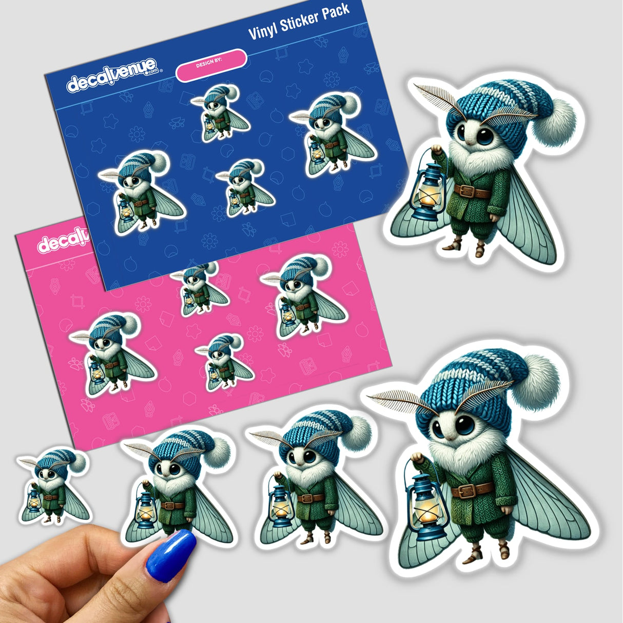 Moth Gnome with Lantern stickers featuring a cute cartoon gnome holding a lantern, ideal for holiday crafts and DIY projects.