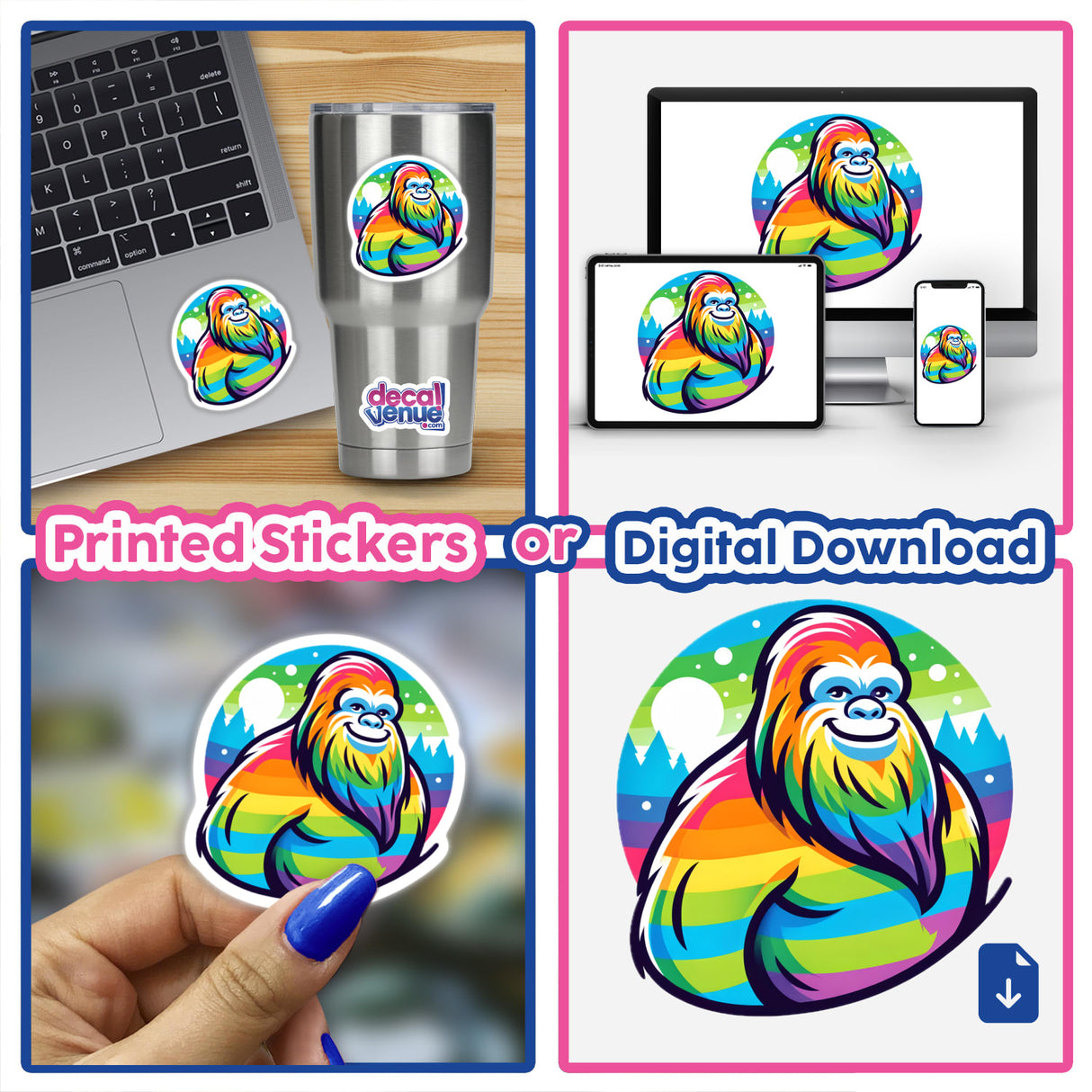 Rainbow Colored Bigfoot Sasquatch