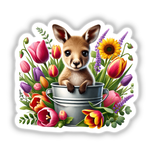 Kangaroo Peeking Out of Flower Pot
