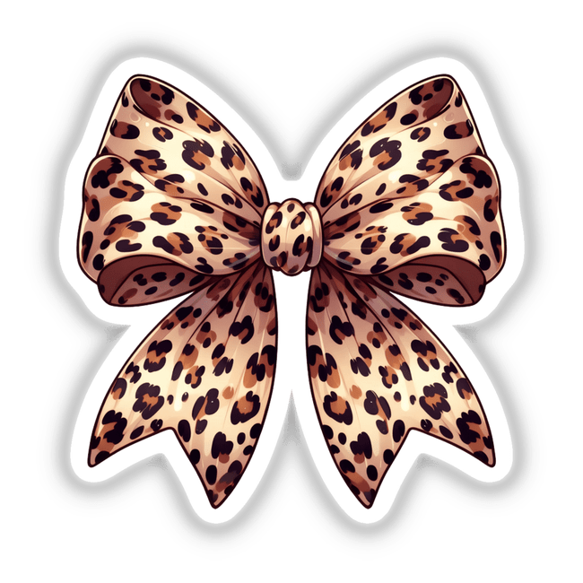Leopard Print Coquette Bow featuring a stylish leopard pattern, available as stickers or digital artwork. Perfect for those looking to add a chic touch to their collection.
