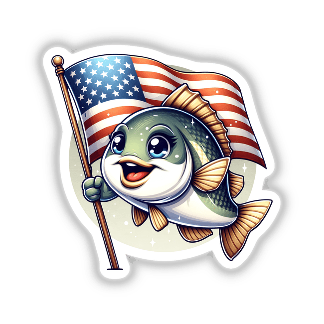 Fish Holding American Flag
