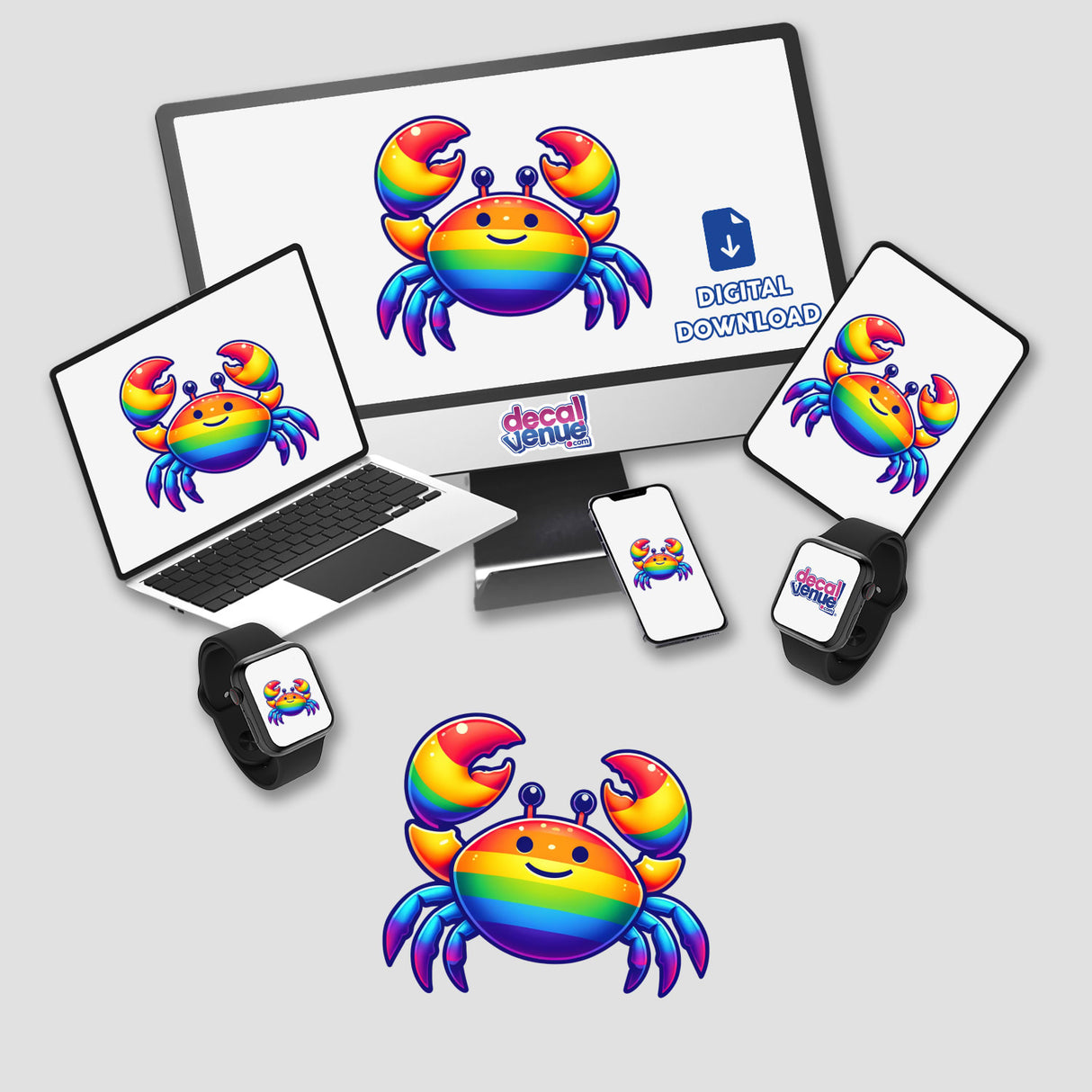 Crab Colorful Rainbow Pride