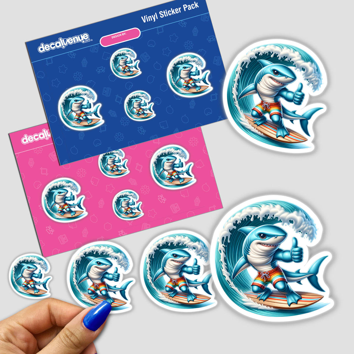 Shark Surfing on Surfboard Thumbs Up